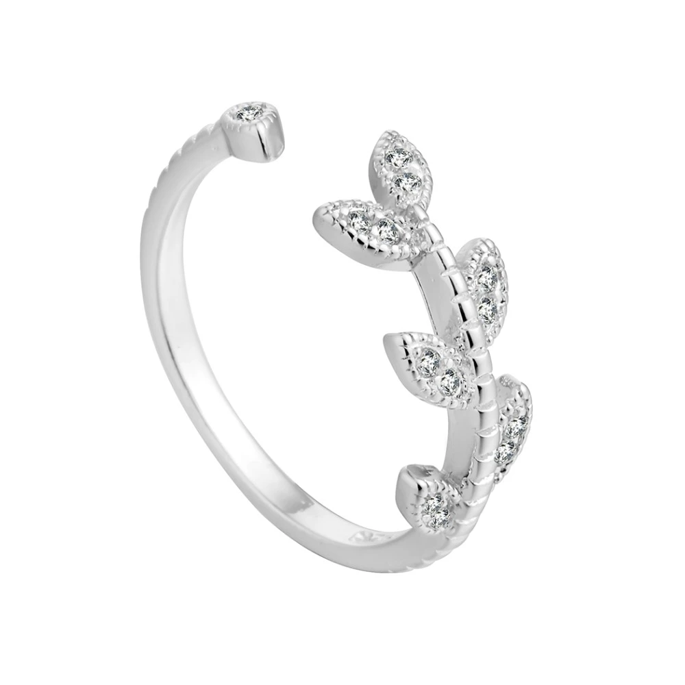 Новинка кольцо Kinitial с листьями Лавры Открытое из кристаллов ювелирные изделия