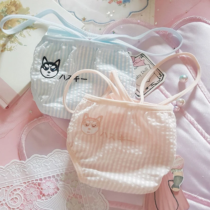 Kawaii Симпатичные трусики с вышивкой в виде собаки сексуальные для девушек из