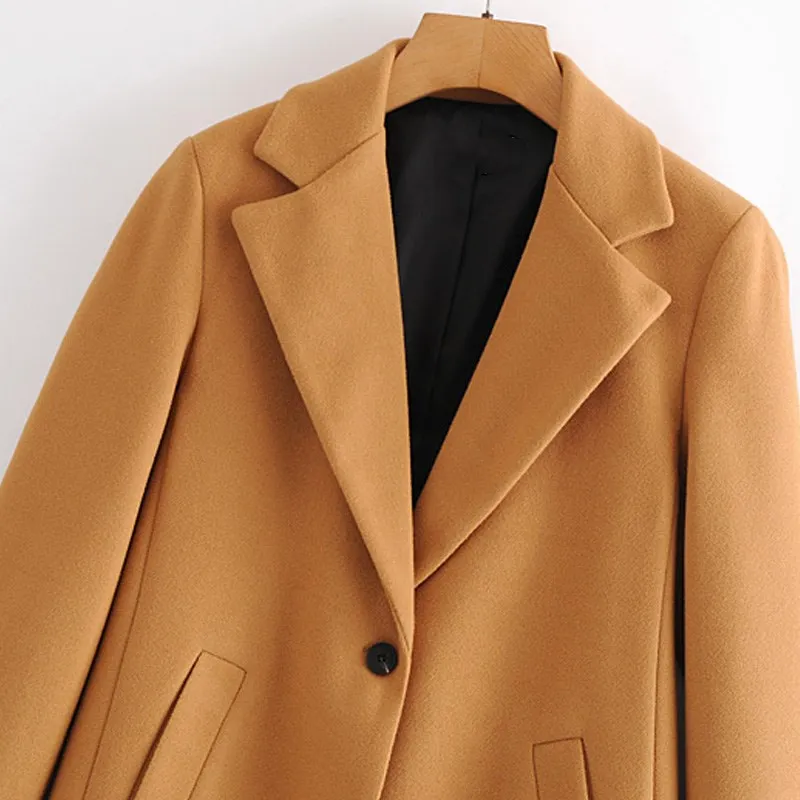 

Women Winter Coats 2020 Women Turn Collar Button Woolen Midi Coat Women Autumn Winter Long Sleeve Office Lady Tops Long Coats
