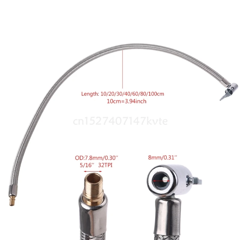 

Floor Pump Hose Extension, Bicycle Motorbike Car Tire Inflator Stainless Steel Air Hose, Air Pump Tube Hose Replacement