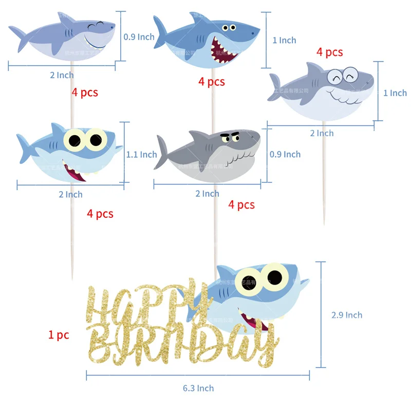 Los ni&ntilde;os globos de l&aacute;tex de tibur&oacute;n de dibujos animados tema banderines para fiesta de cumplea&ntilde;os Pastel de Bodas Topper tibur&oacute;n globo aluminio ni&ntilde;os regalo de cumplea&ntilde;os de las ni&ntilde;as-4