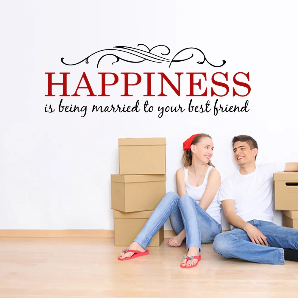Английская Цитата пословица счастье наклейки на стену для спальни стены в