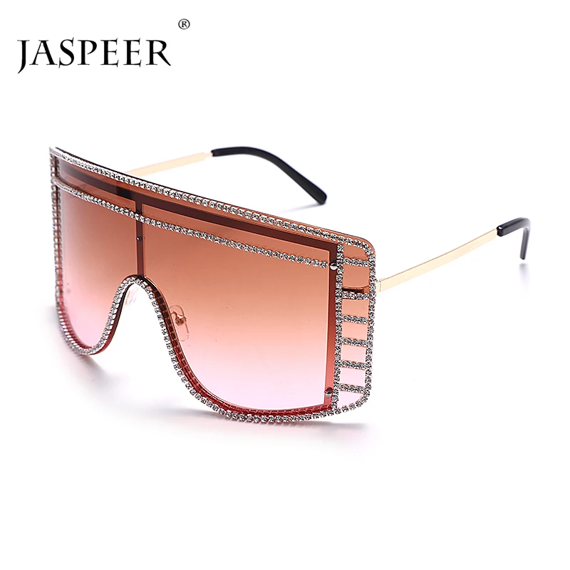 

Очки солнцезащитные JASPEER женские квадратные, шикарные модные солнечные очки большого размера с кристаллами, с защитой Uv400