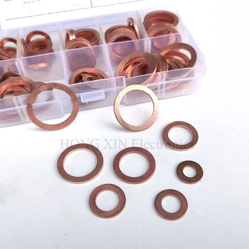 120 шт медные латунные прокладки ассортимент плоские шайбы уплотнительное кольцо