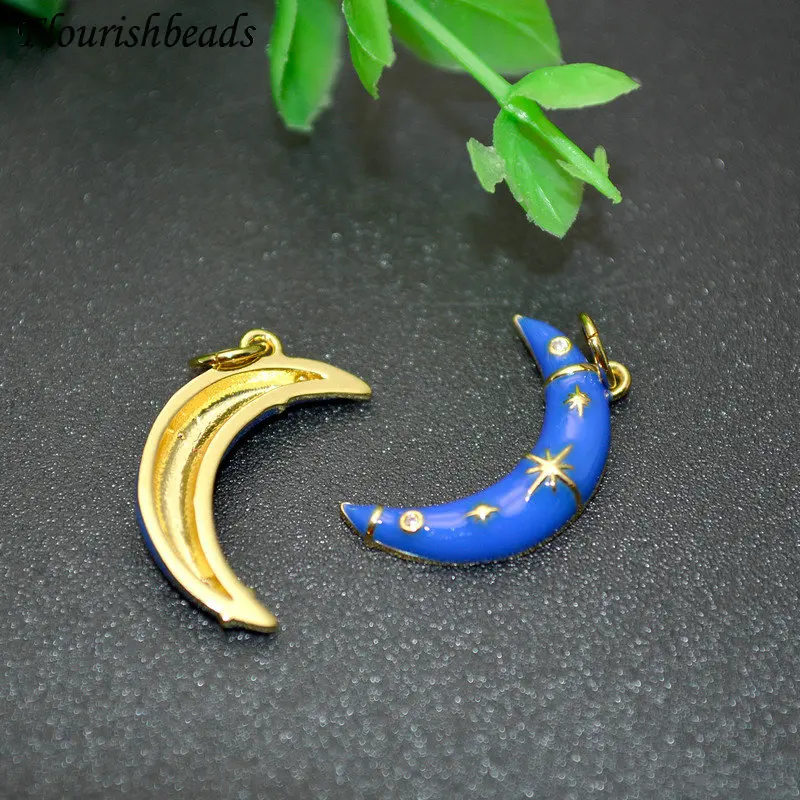 

Crescent-shaped Vintage Baroque Blue Stoving Varnish Metal Charms DIY Jewelry Makings Bracelet Charms Necklace Pendant Choker