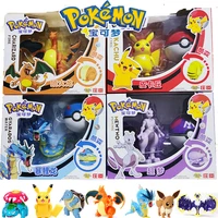 genuine pokemon 6 pcs set box elf ball deformation toys pocket monster pet pokeball pikachu anime figure model dolls kids gift