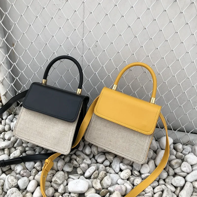 

Женская Холщовая Сумка в полоску, Большая вместительная сумка в Корейском стиле, новинка 2019