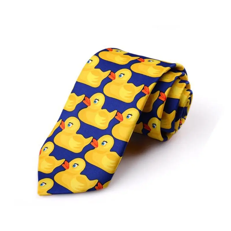

Men Women Funny Yellow Duck Printed Necktie Imitation Silk Cosplay Party Business Suit Ties Neckwear Show Wedding