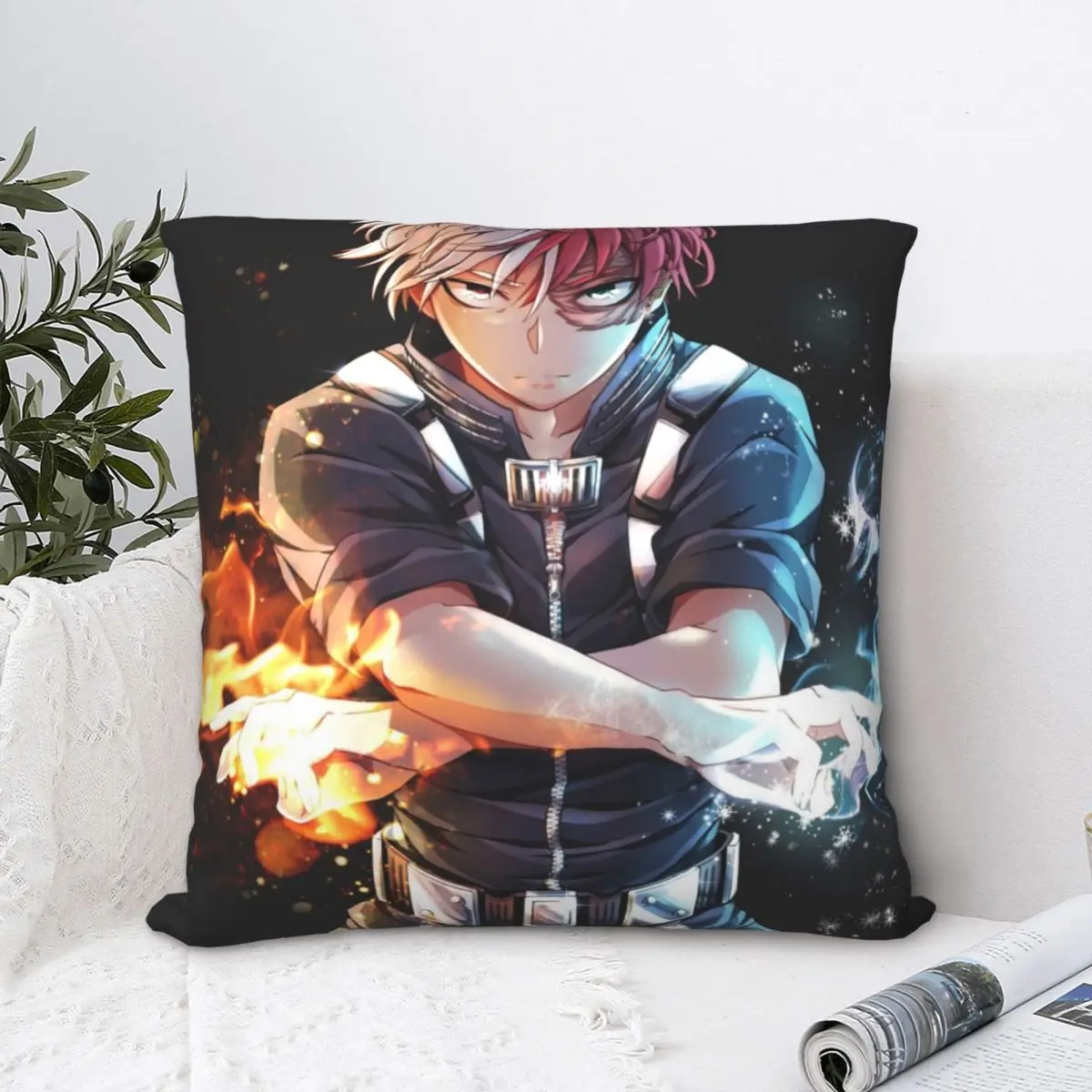 

Todoroki BNHA Square Pillowcase Cushion Cover funny Zip Home Decorative Polyester Pillow Case for Home Simple 45*45cm