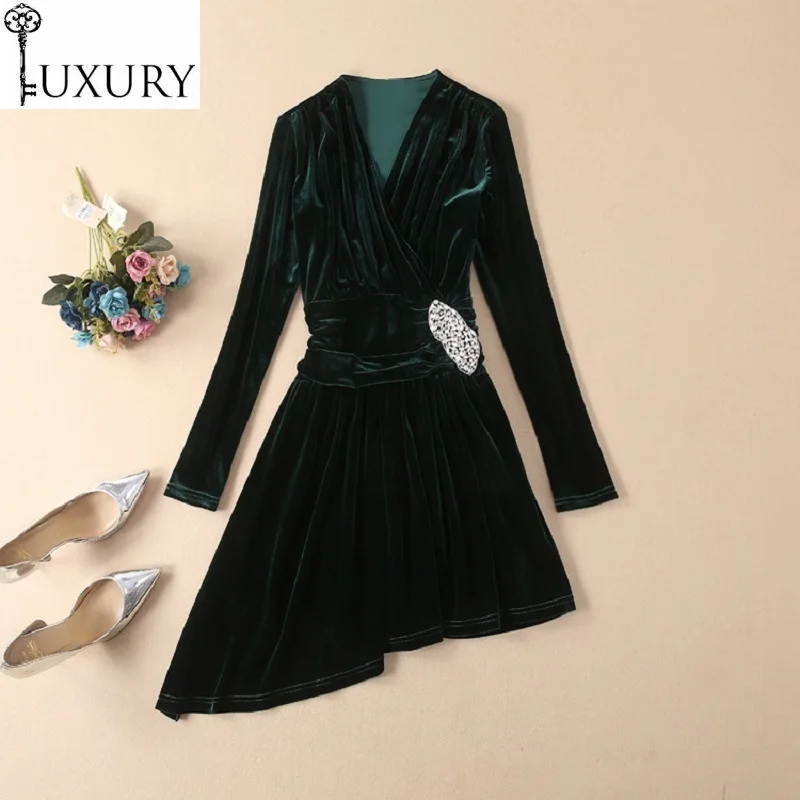 Велюровое платье высокого качества весна осень 2020 стильные женские
