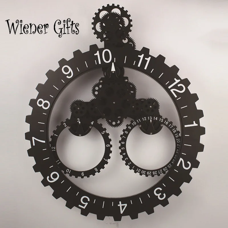 

Wonderful Creative Triangle Big Wall Gear Clock Living Room Home Simple European Mechanical Gear Wall Clock