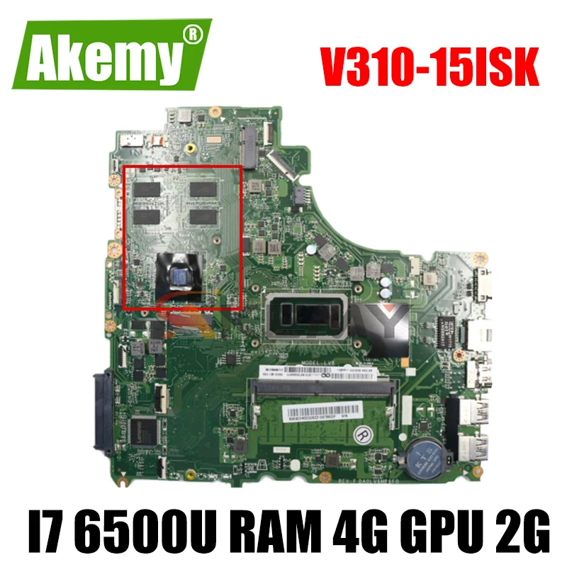 

Материнская плата для ноутбука Lenovo V310-15ISK V310-15IKB V510-15IKB Материнская плата ноутбука DA0LV6MB6F0 с процессором i7 6500U RAM 4G GPU 2G 100% тест