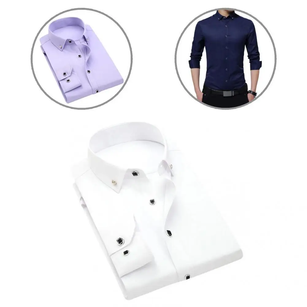 

Wash-and-wear Casual Turn-down Collar Slim Business Shirt for Daily Wear