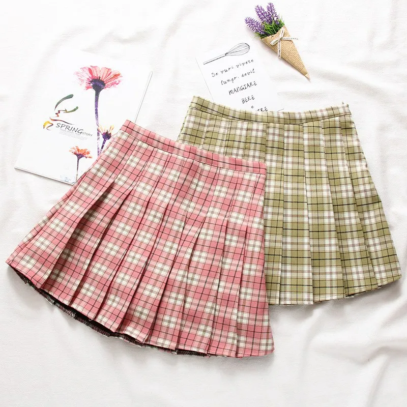Стильные студенты для девочек клетчатая плиссированная Высокая талия юбка