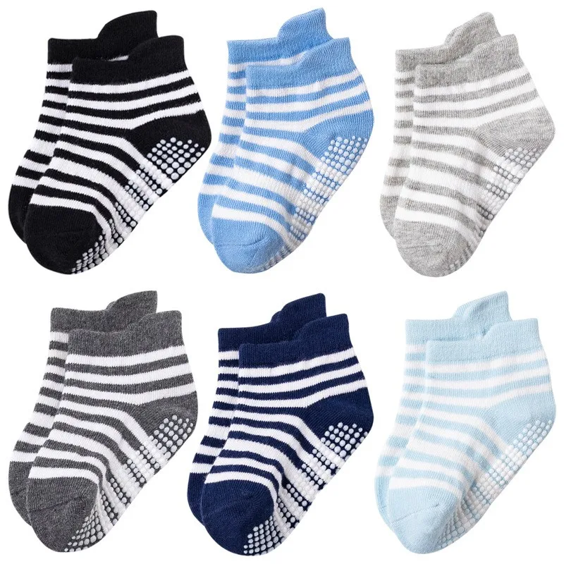 6 пар/компл. однотонная одежда в полоску для малышей унисекс носки Комплект из