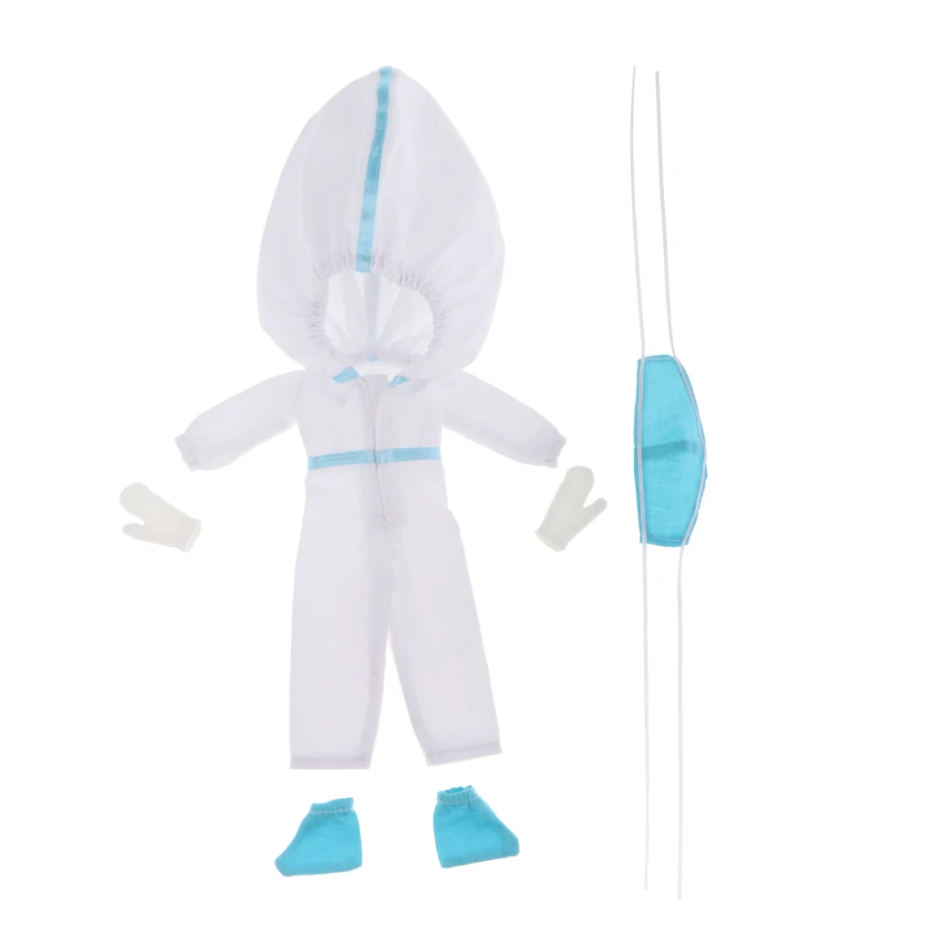 

1/6 Miniature Isolation Suit Full Body Proteciton Uniform Lab Coat with Accessories for Blythe Female Dolls