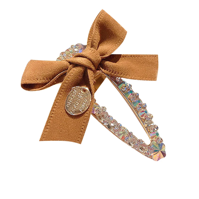 Женские заколки для волос с кристаллами и бантом модные клипсы со стразами