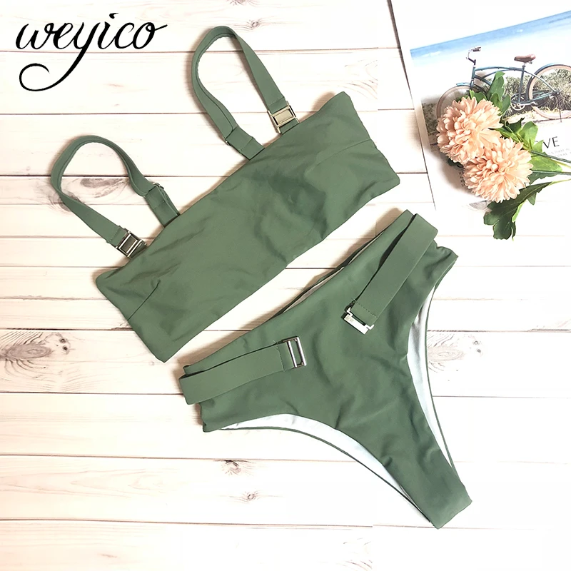 Комплект бикини Высокая Талия Для женщин сексуальные лямки для купальников