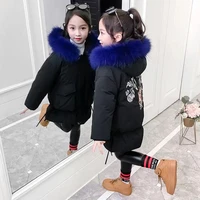 girls babys down coat jacket outwear 2022 black hooded warm fur thicken winter autumn overcoat top cardigan childrens clothing