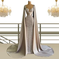 luxury formal dress long train 2022 women african saudi arabic prom party gown turkish kaftan dubai lowime ballkleider cxf285