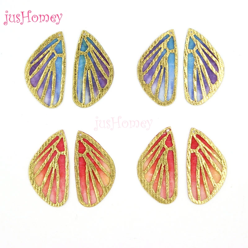 

50PCS Vintage Golden Foil Silk Butterfly Wings Gradient Color Oriental Dragonfly Wings Accessory for DIY Dangle Earrings