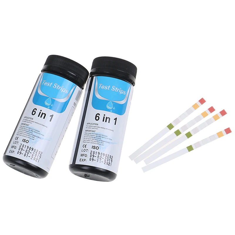 

New 50/100Pcs 6-In-1 Swimming Pool PH Test Paper Residual Chlorine Value Alkalinity Hardness Test StripPool Cleaner Accessor