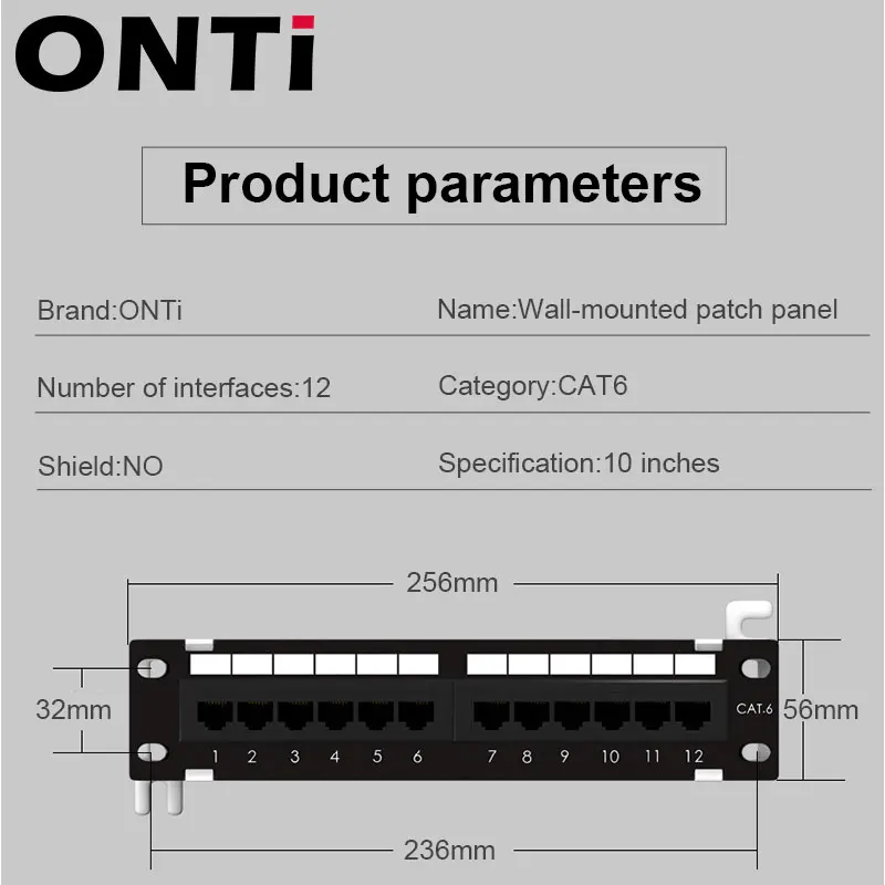 ONTi Network Tool Kit 12 Port CAT6 Patch Panel RJ45 Networking Wall Mount Rack Mount Bracket images - 6