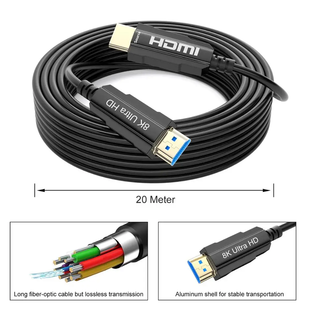 Оптоволоконный кабель 8K HDMI 2 1 реальный UHD HDR 48 Гбит/с 60 Гц 4K 120 HDCP2.2 3D