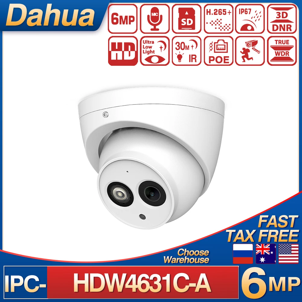 Dahua IP камера IPC HDW4631C A мини башня CCTV 6MP Встроенный микрофон Сеть HD POE безопасности DH