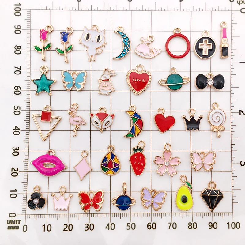 Микс 60 шт./упак. лук растение животное Эмаль Подвески золотой цвет DIY для