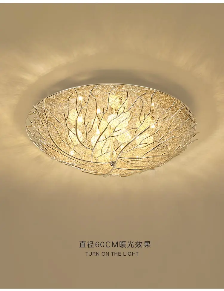 Aluminum Bird Nest Ceiling Lamp Round Handmade Mediterranean Conference Romantic Living Room Bedroom Study Terrace Creative