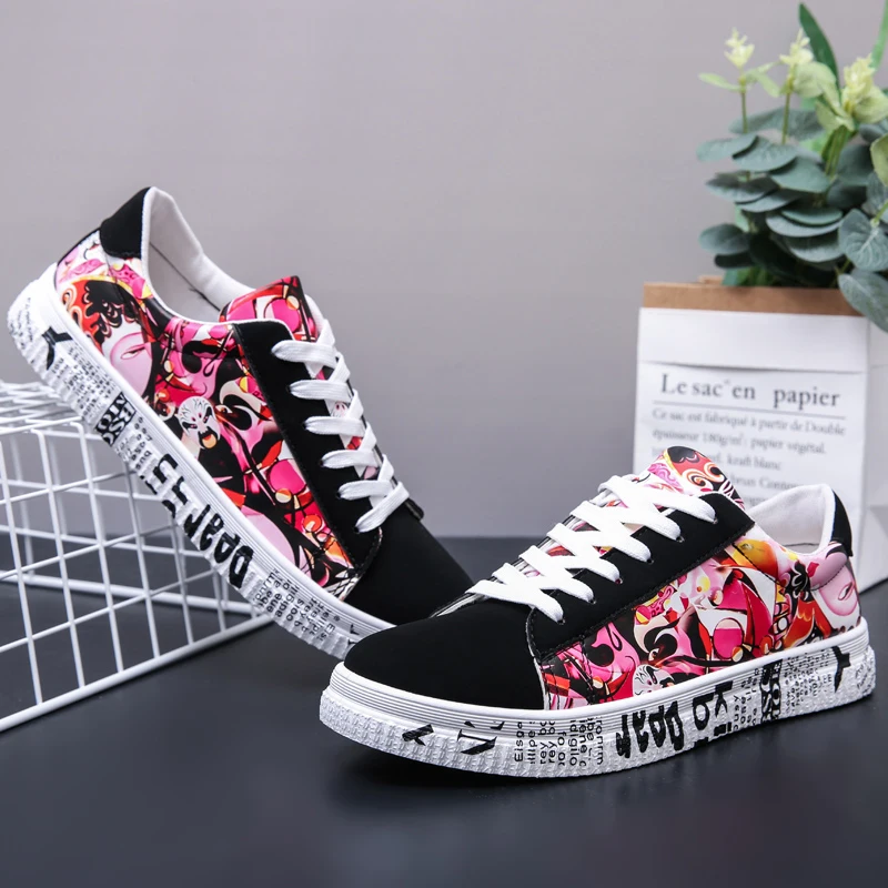 

Graffiti Art Canvas Woman Shoes Sneakers Colorful Women's Vulcanize Shoes Flat Bottom Breathable Lovers Shoes Zapatos Mujer