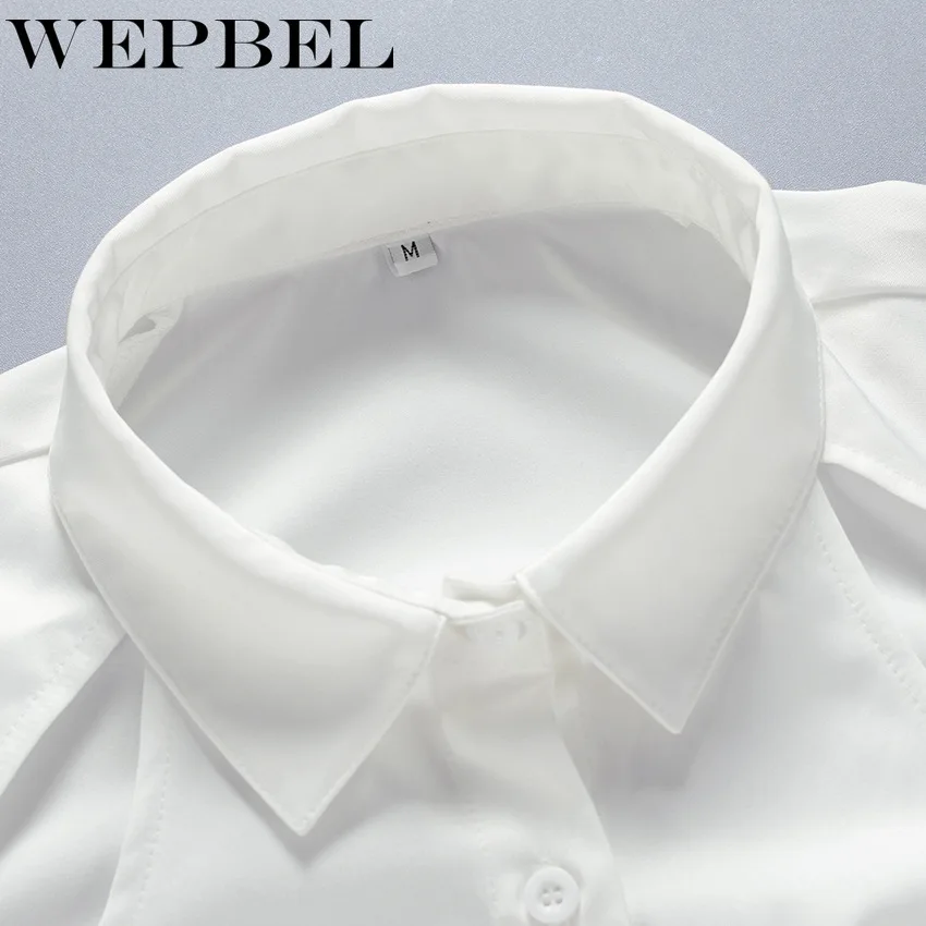 

WEPBEL Women Elegant Spring Hollow Out Bandage Shirt Blouse Top Ladies Sexy Long Sleeve Turn Down Collar Backless Corset T-shirt