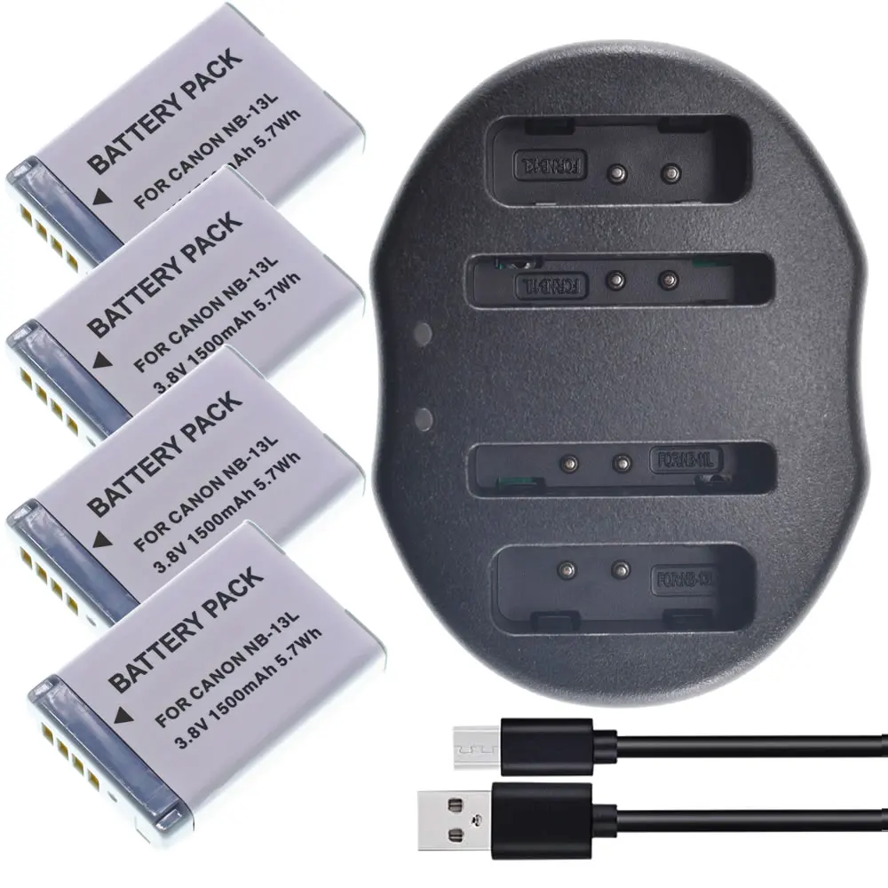 4 шт. NB 13L Батарея + USB DUAL Зарядное устройство для Canon G5X G7X G9X G7 X Mark II SX620 SX720 SX730