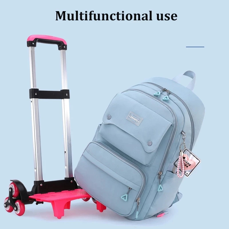 New Multifunctional Use Kids Student Schoolbag Rolling Bagpack Girls Trolley Bags School Backpack Wheeled Bag Trolley Backpack