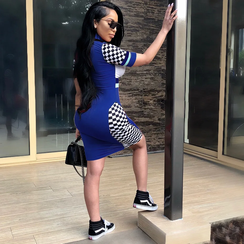 Элегантные клетчатые платья для женщин Повседневная Уличная одежда облегающие