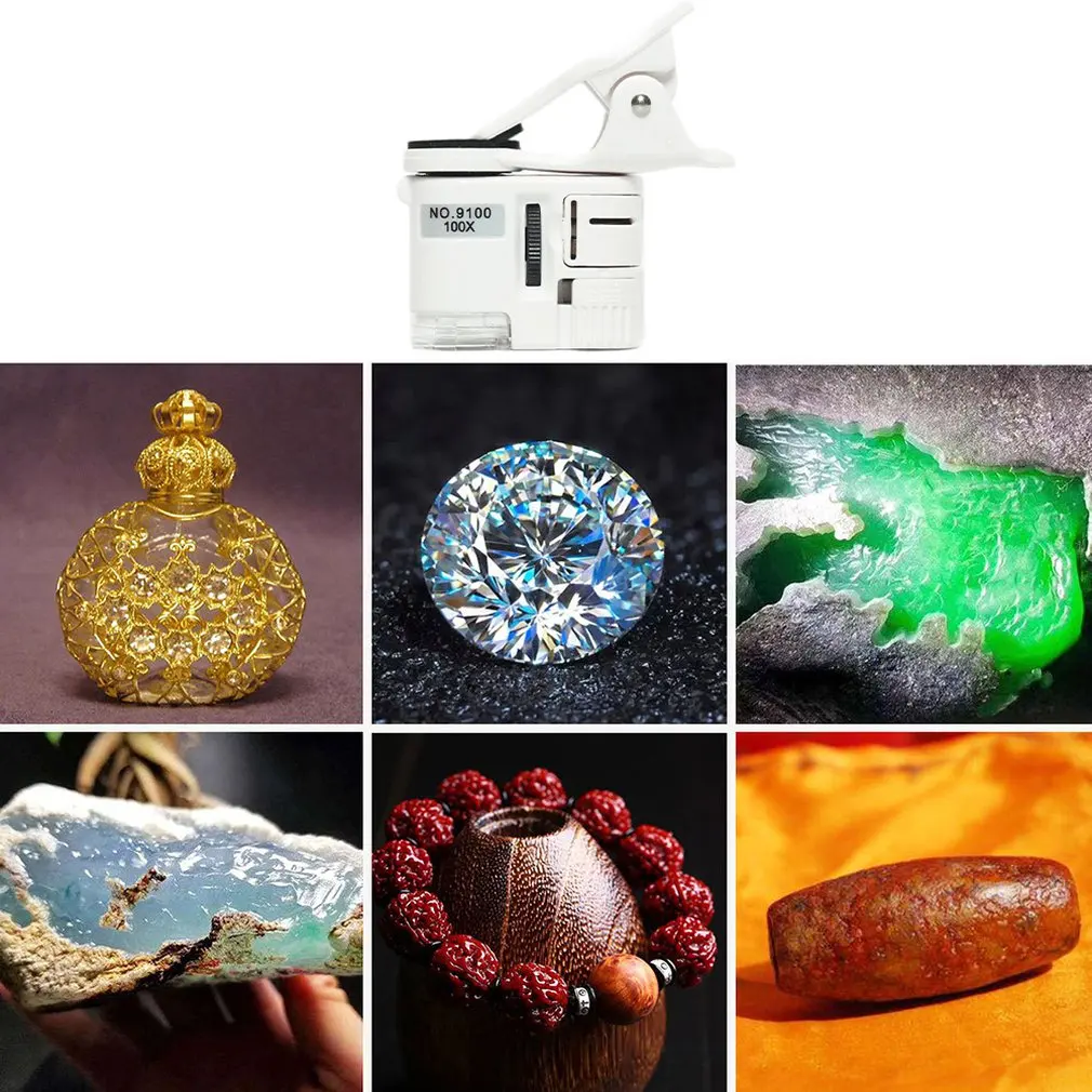 Magnifier 100X Mini Microscope Mobile Phone High-Definition Antique Jewelry Jade Identification Anti-Counterfeiting | Мобильные