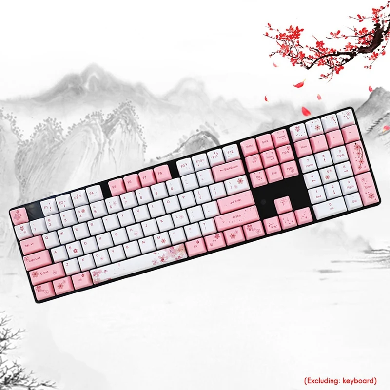

122-Key PBT Keycap Sublimation Cherry Blossom Theme 61/64/68/87/104 Mechanical Keyboard Cap