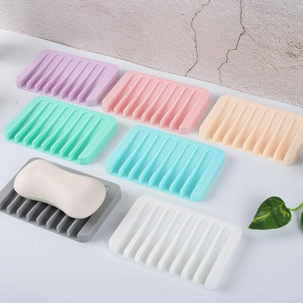 

Creative Silicone Soap Dispenser Bathroom Self-draining Tray Drainable Soap Storage Soap Non-slip Box Tray Soap W5H8