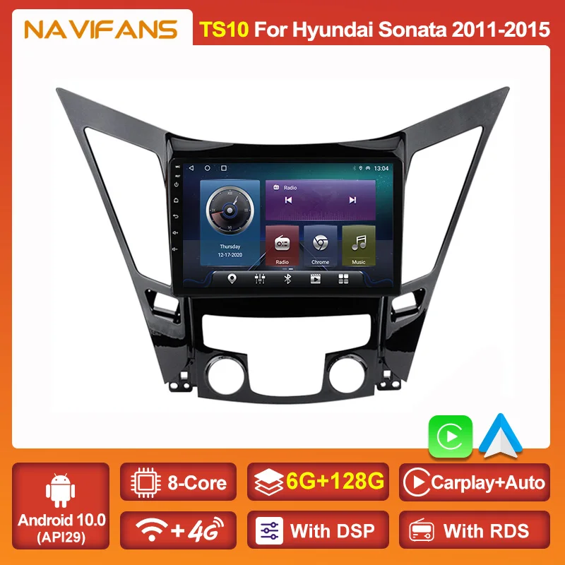 Восьмиядерный автомобильный радиоприемник 6 ГБ + 128 Android 11 API30 для Hyundai Sonata YF 2011 2015