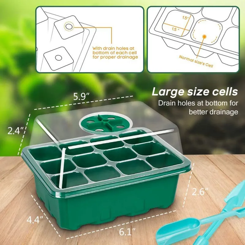 

12 Hole Plant Seed Grows Box Nursery Seedling Starter Garden Yard Tray Nursery Pots Plant Seed Box Tray Insert Seeding Case