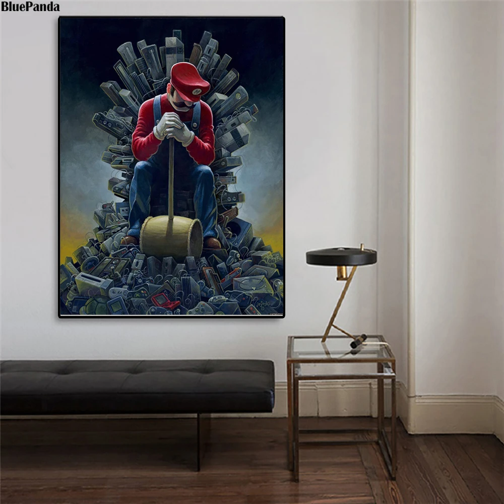 Картина на холсте в стиле аниме Марио Брос модульные картины для гостиной постер