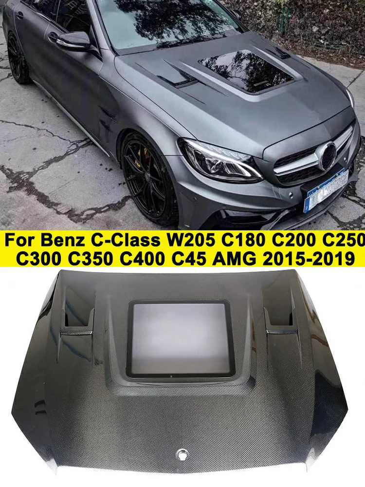 Для C43 AMG углеродного волокна передний капот двигателя накладка на для Mercedes Benz C