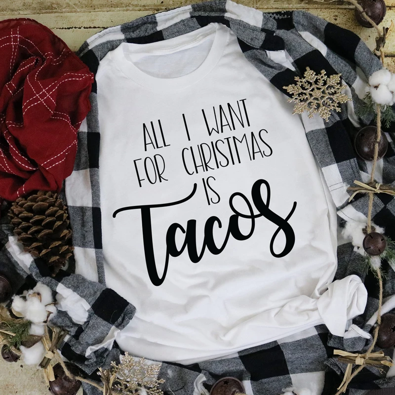 Все что я хочу на Рождество это тако футболка забавная рождественский подарок