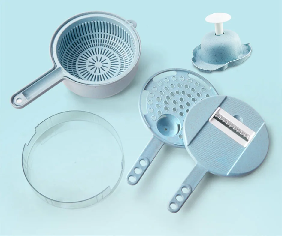 

Mandoline Slicer Vegetable Slicer Potato Peeler Carrot Onion Grater with Strainer Vegetable Cutter 8 in 1 Kitchen Accessories