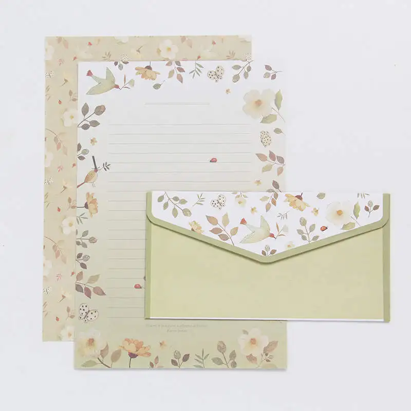 

EZONE A5 6PCS Writing Paper+3PCS Envelope Sets Printing Envelope Lovely Writing Stationery Envelopes Kit School Stationery