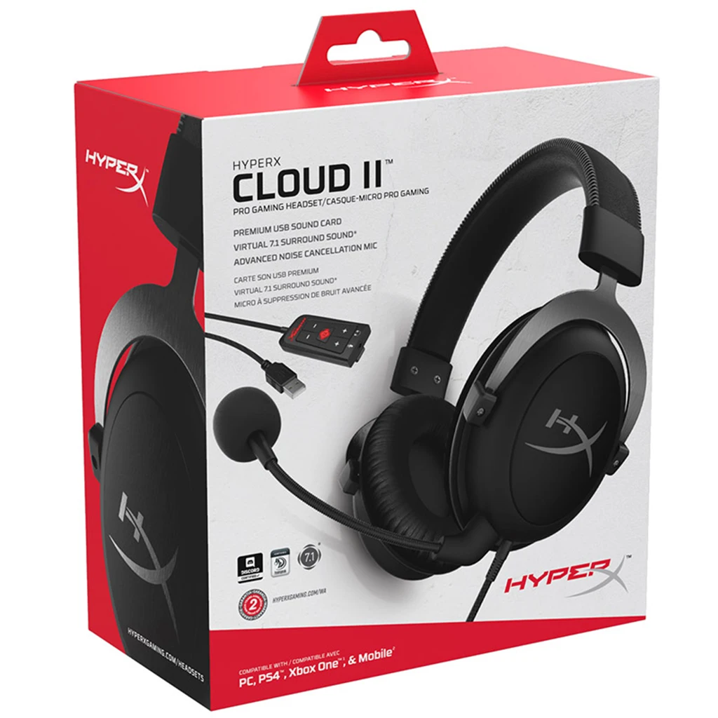 HyperX Cloud II Hi Fi Игровые наушники Проводная гарнитура для ПК PS4 Xbox 7 1 виртуальный