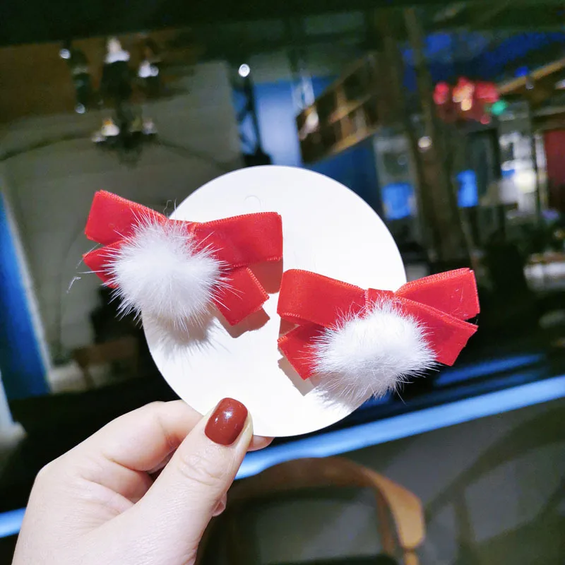 Chinese style Hairpin girls headdress bow tassel children hair clips plush ball barrettes chinese new year accessories - купить по