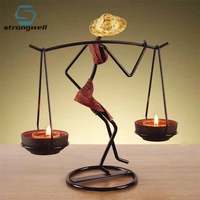 strongwell pastoral people candlestick romantic girl character candle holder iron fi table home decoration modern birthday gift