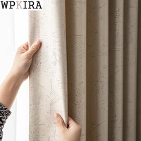 luxury solid textured curtains for living room jacquard champagne cloth blackout drape bedroom window custom made shade s028e